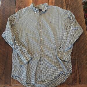 Lauren Ralph Lauren Blue and White Checkered Casual Button Down Shirt